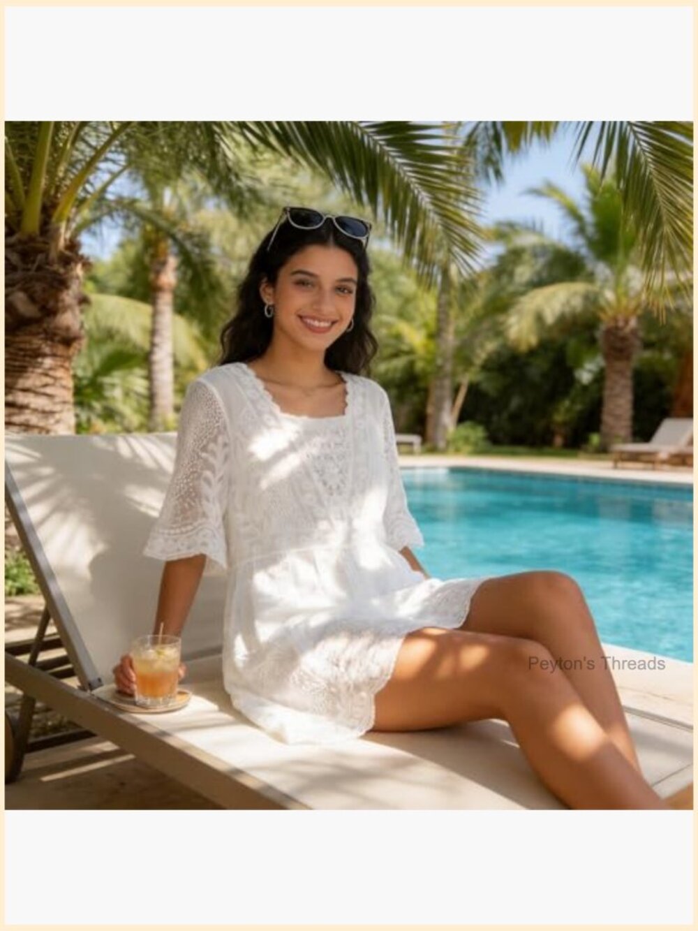 Embroidered Paisley Midi Dress - V-Neck Bell Sleeves Cotton Blend Loose A-Line - Picture 2 of 7